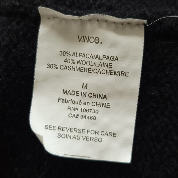 Vince Alpaca Wool Cashmere Longline Cardigan Black Snap Front Medium - Picture 12 of 14